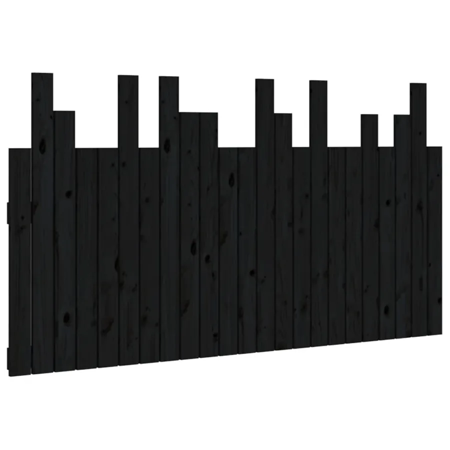 Tête de lit murale Noir 146,5x3x80 cm Bois massif de pin - 2