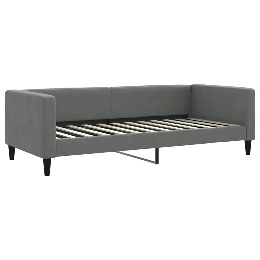 Lit de jour avec gigogne et matelas gris foncé 90x200 cm tissu - 4