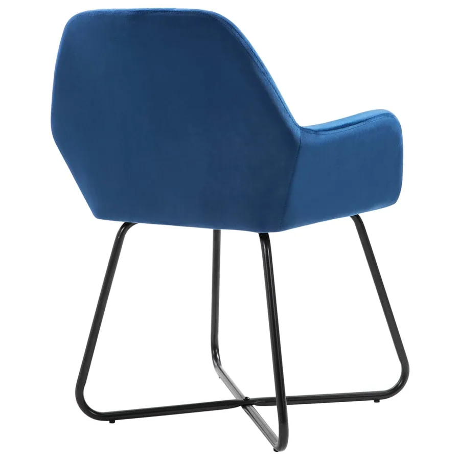 Chaises à manger lot de 4 Bleu Velours - 5