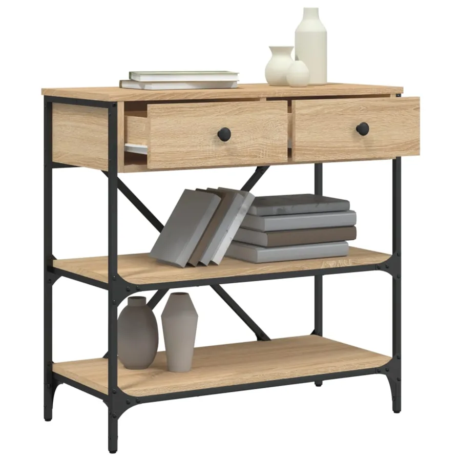 Table console chêne sonoma 75x34,5x75 cm bois d'ingénierie - 4