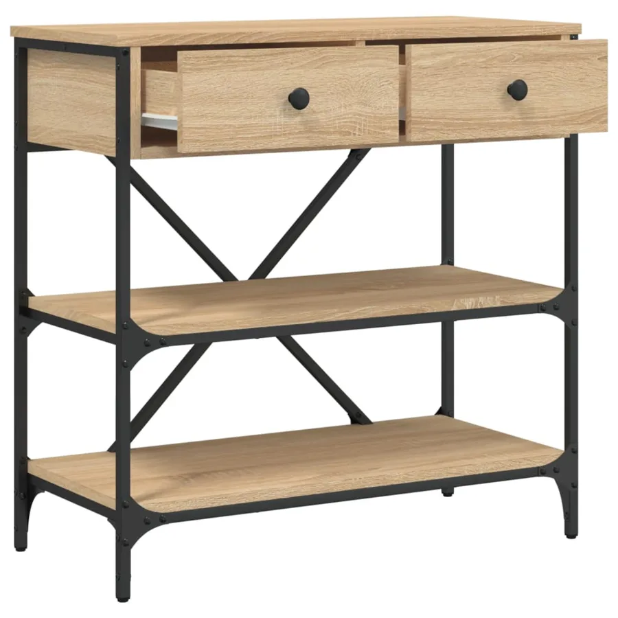 Table console chêne sonoma 75x34,5x75 cm bois d'ingénierie - 8