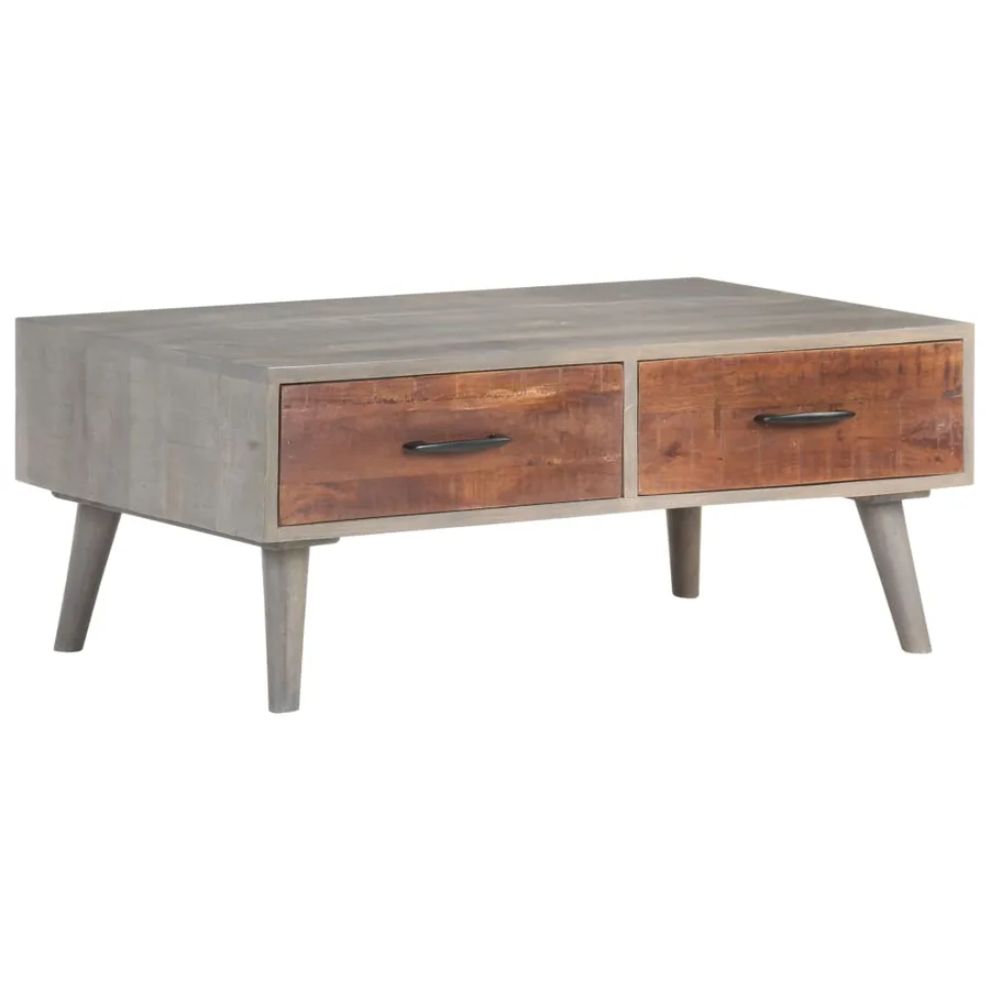 Table basse Gris 100x60x40 cm Bois massif de manguier brut - 10