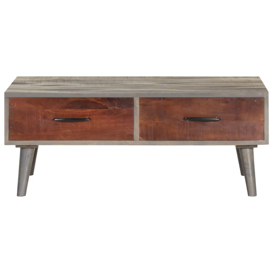 Table basse Gris 100x60x40 cm Bois massif de manguier brut - 3