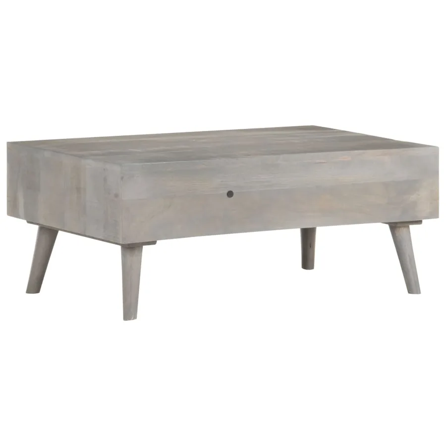 Table basse Gris 100x60x40 cm Bois massif de manguier brut - 4