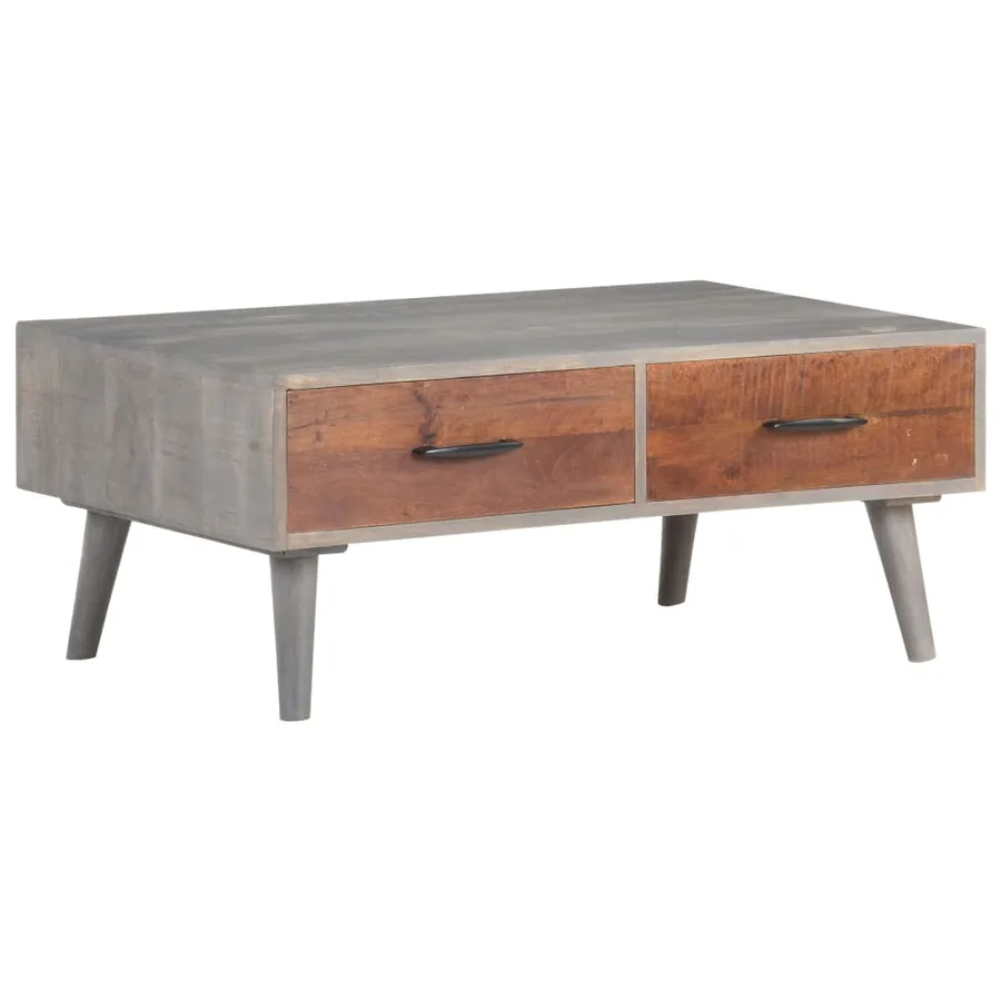 Table basse Gris 100x60x40 cm Bois massif de manguier brut - 7