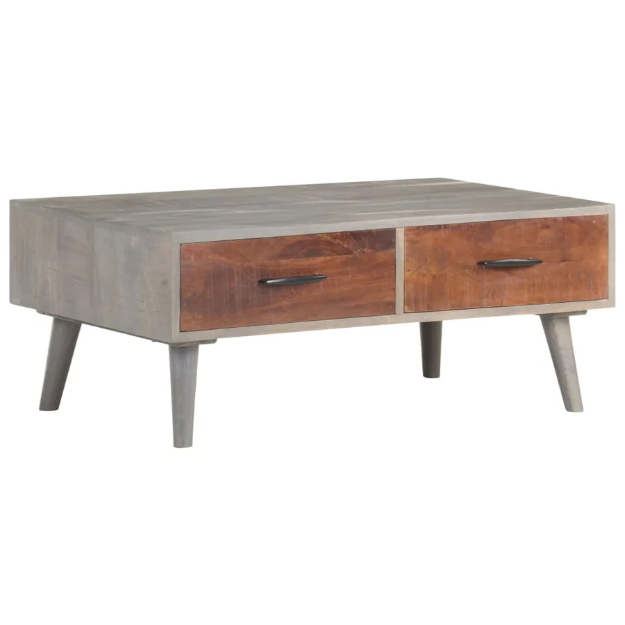 Table basse Gris 100x60x40 cm Bois massif de manguier brut - 8