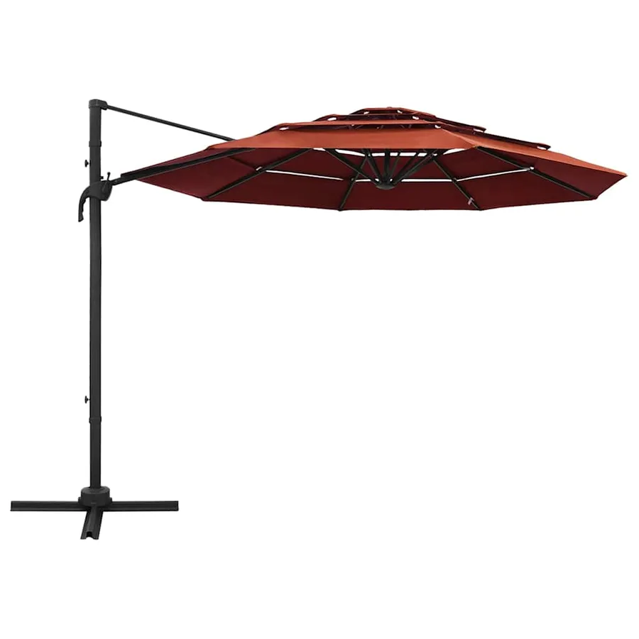 Parasol de jardin à 4 niveaux avec mât en aluminium terre cuite - 2