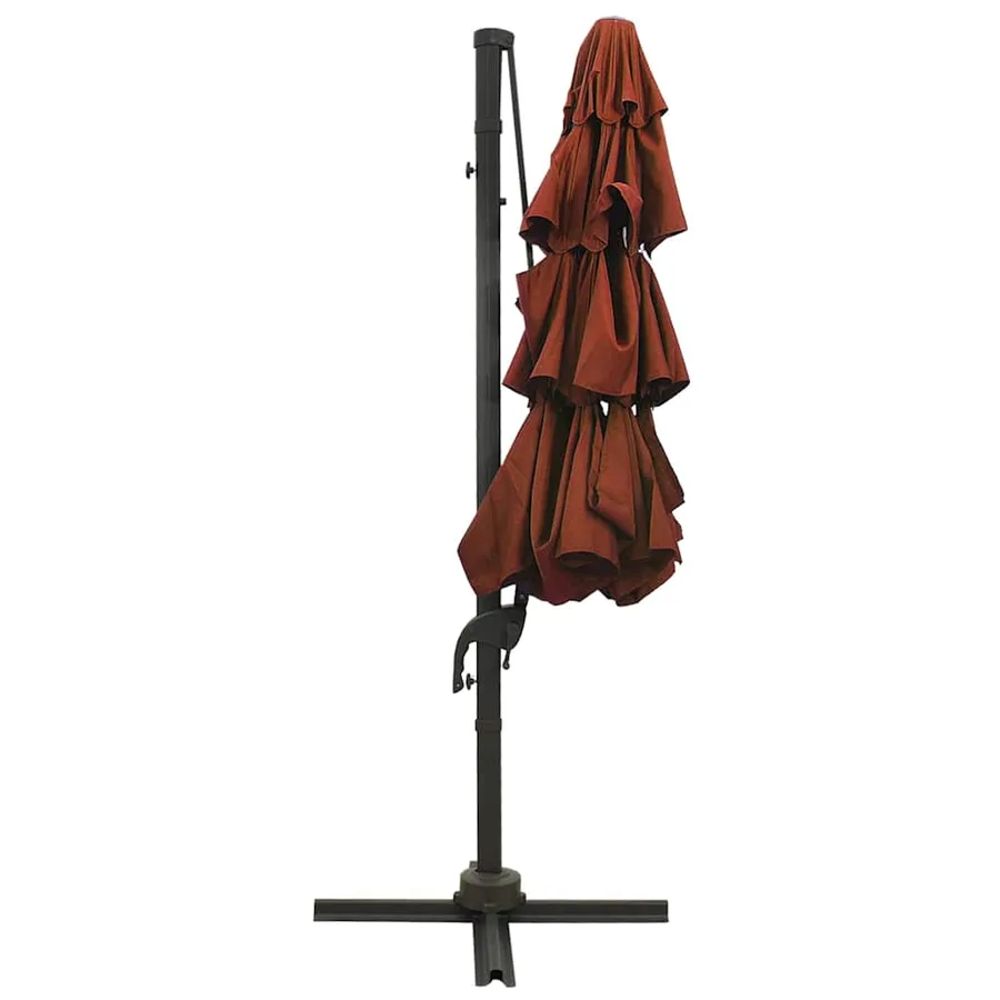 Parasol de jardin à 4 niveaux avec mât en aluminium terre cuite - 4