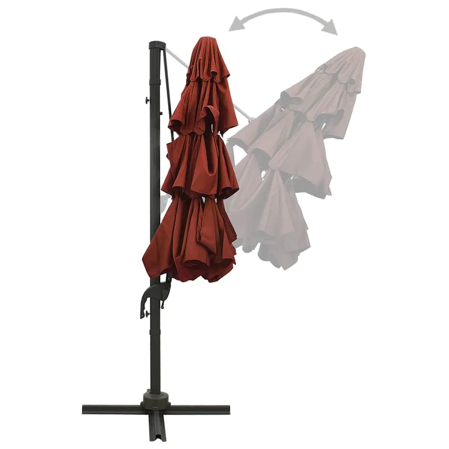 Parasol de jardin à 4 niveaux avec mât en aluminium terre cuite - 5