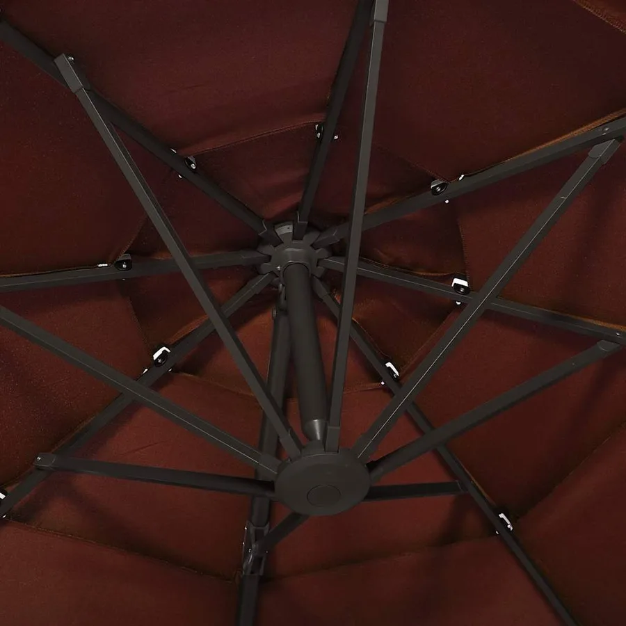 Parasol de jardin à 4 niveaux avec mât en aluminium terre cuite - 6