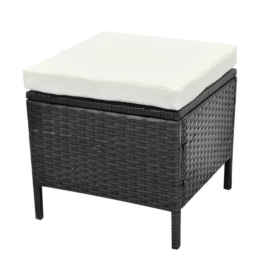 Salon de jardin 4 pcs avec coussins Résine tressée Noir - 8