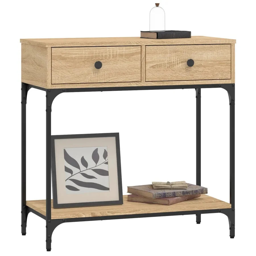 Table console chêne sonoma 75x34,5x75 cm bois d'ingénierie - 3