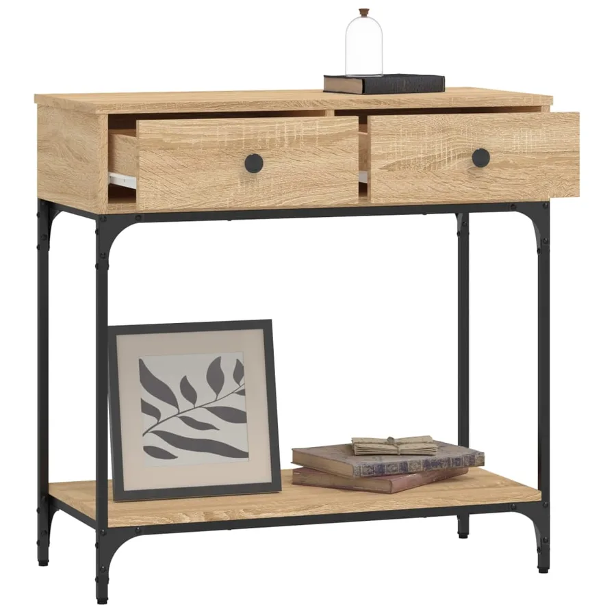 Table console chêne sonoma 75x34,5x75 cm bois d'ingénierie - 4