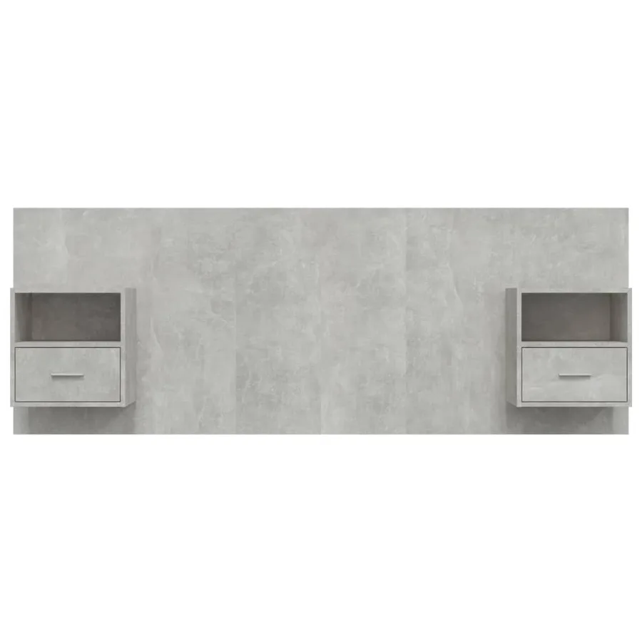 Tête de lit avec armoires Gris béton Bois d'ingénierie - 3