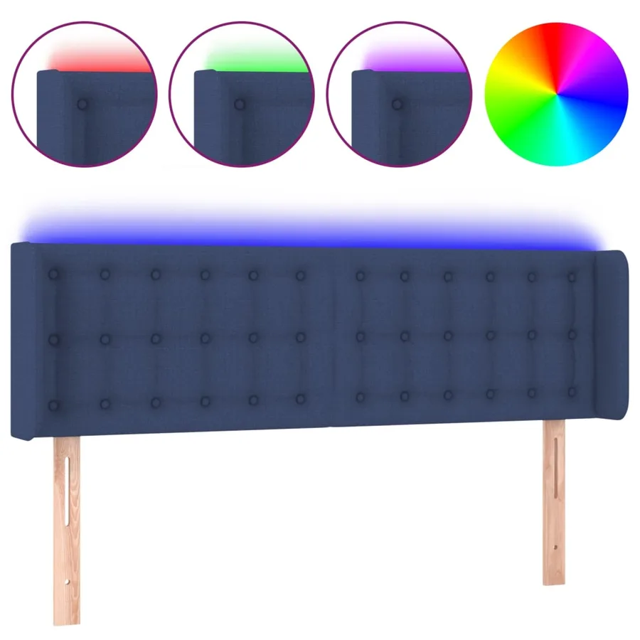 Tête de lit à LED Bleu 147x16x78/88 cm Tissu - 2