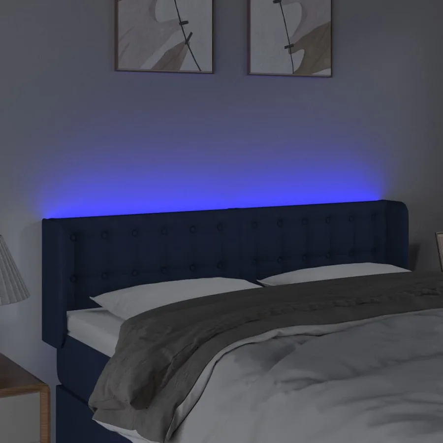 Tête de lit à LED Bleu 147x16x78/88 cm Tissu - 4