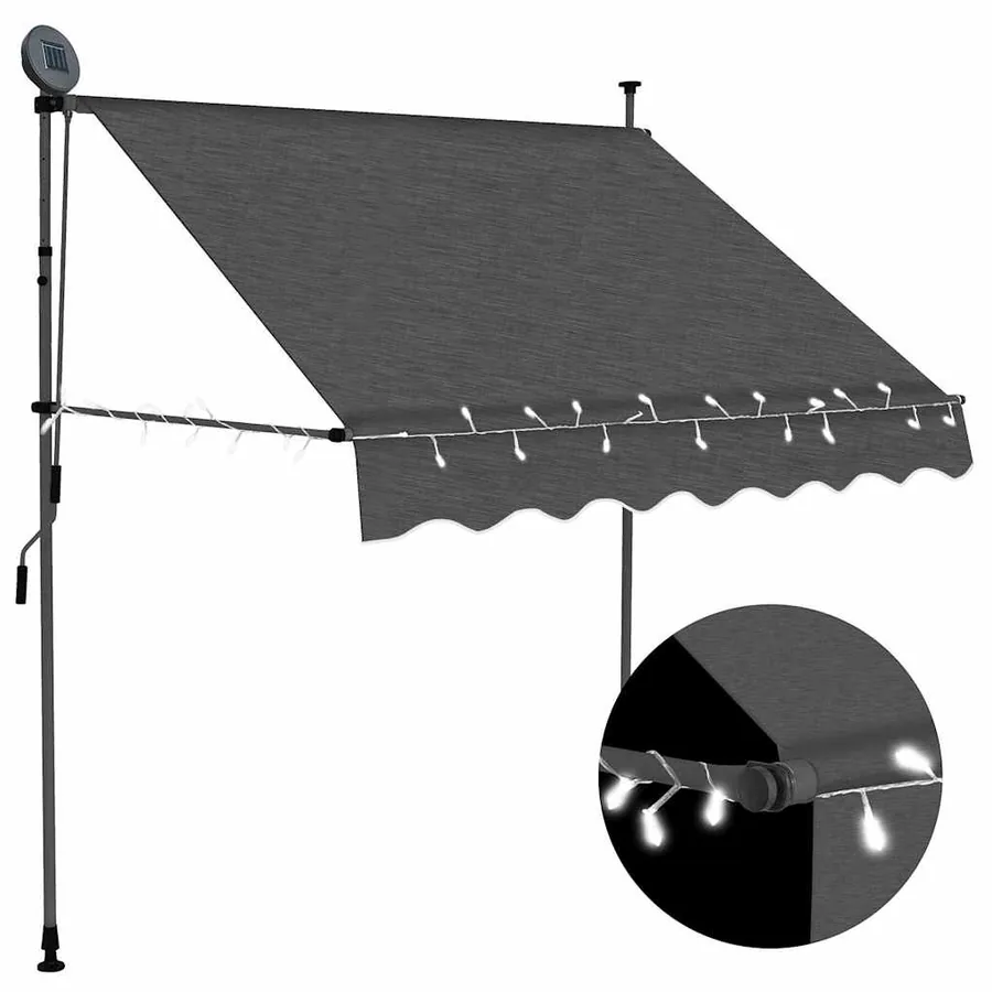 Auvent manuel rétractable avec LED 100 cm Anthracite