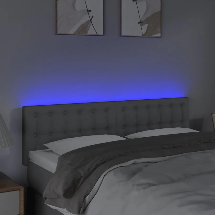 Tête de lit à LED Gris clair 144x5x78/88 cm Tissu - 3