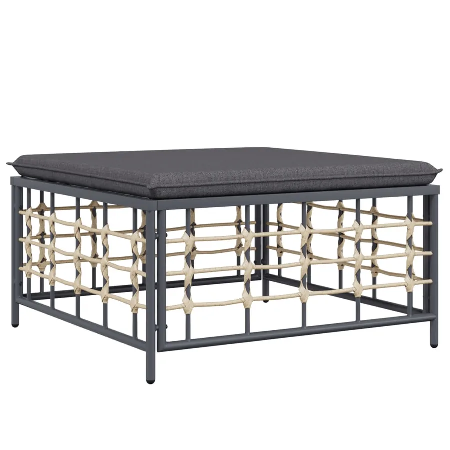 Salon de jardin 5 pcs avec coussins anthracite résine tressée - 6