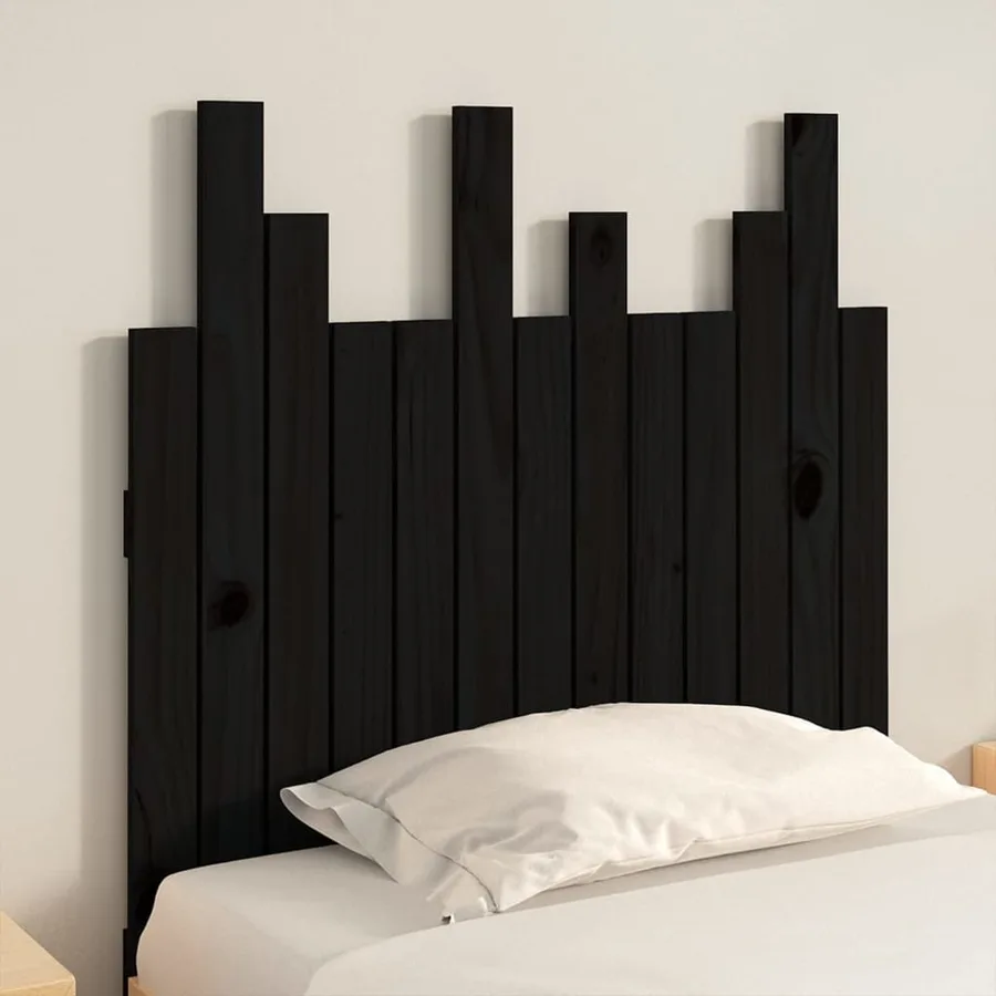Tête de lit murale Noir 82,5x3x80 cm Bois massif de pin - 3