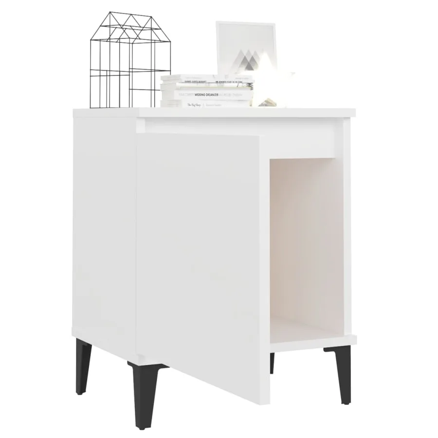 Tables de chevet avec pieds en métal blanc 40x30x50 cm - 7