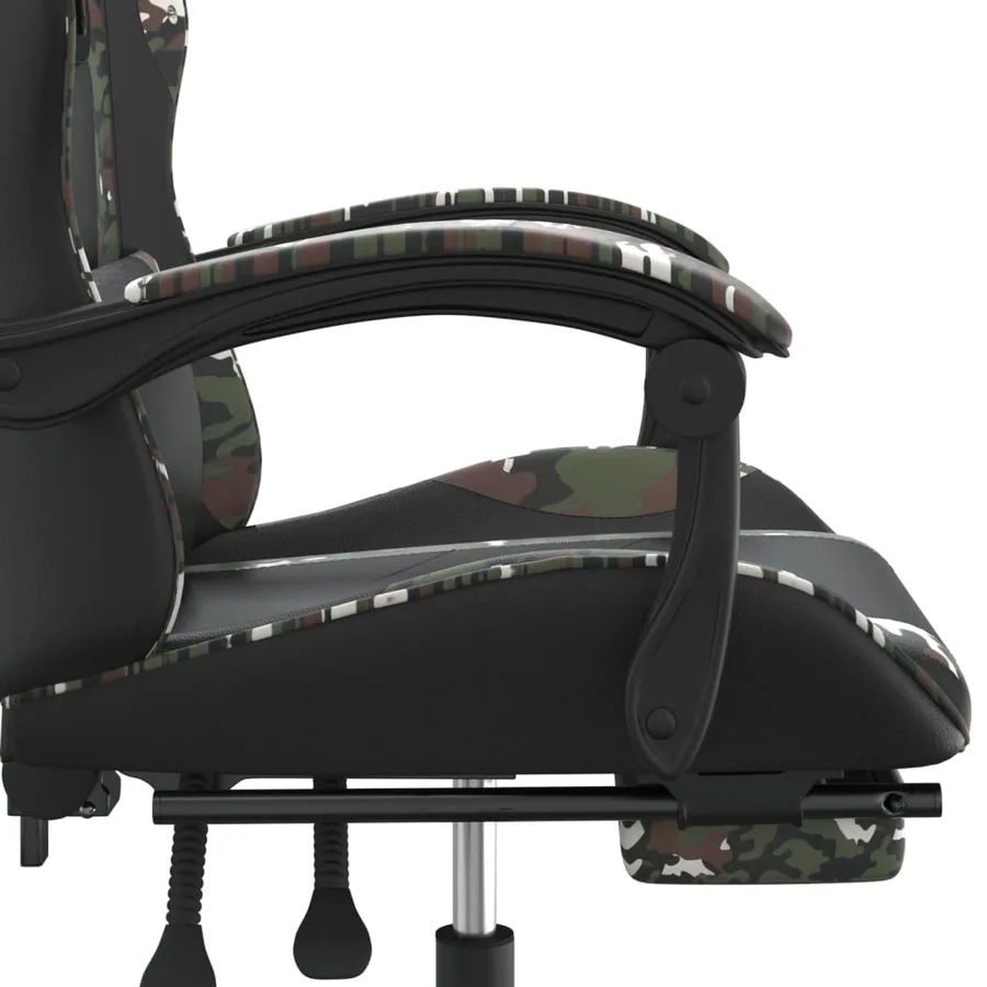 Chaise de jeu avec repose-pied Noir et camouflage Similicuir - 10