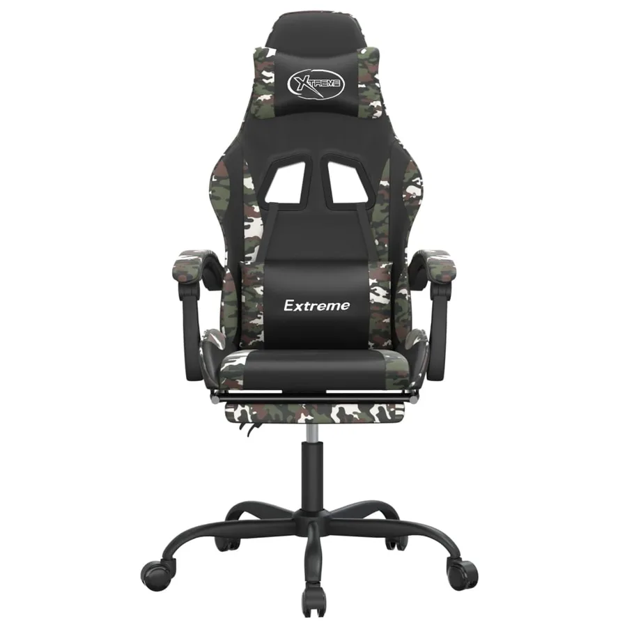 Chaise de jeu avec repose-pied Noir et camouflage Similicuir - 3