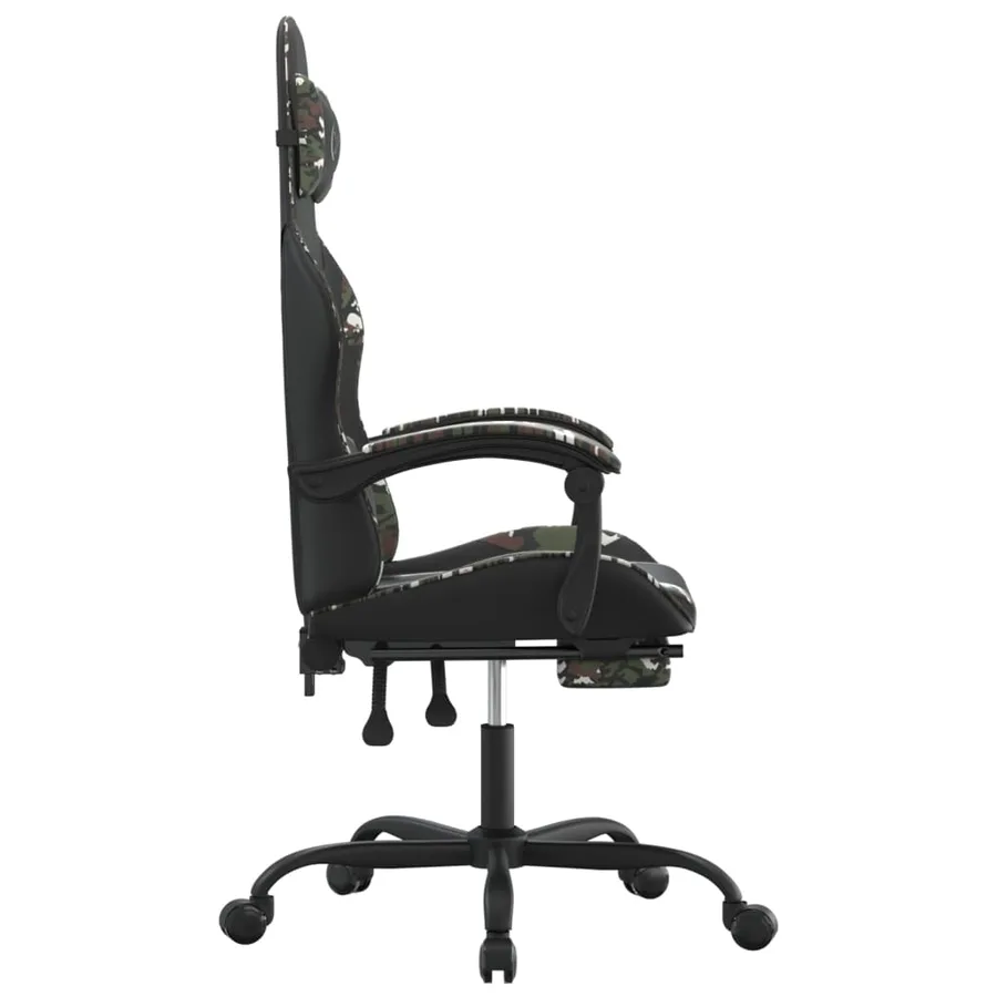 Chaise de jeu avec repose-pied Noir et camouflage Similicuir - 4