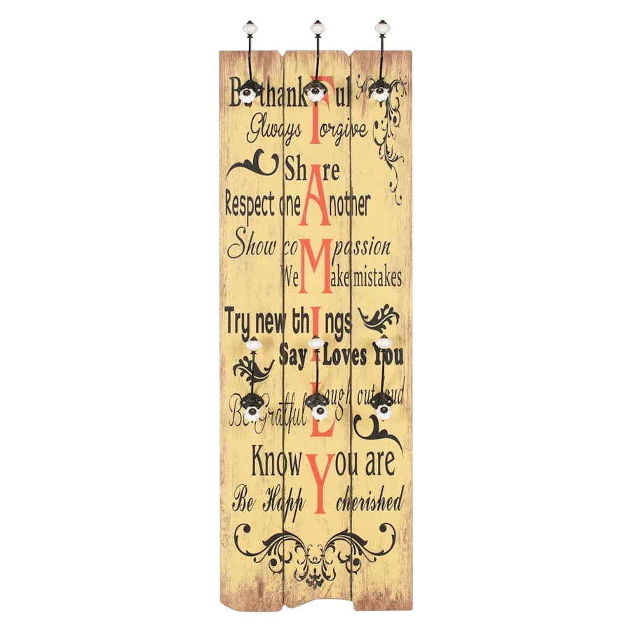 Porte-manteau mural avec 6 crochets 120 x 40 cm FAMILY - 2