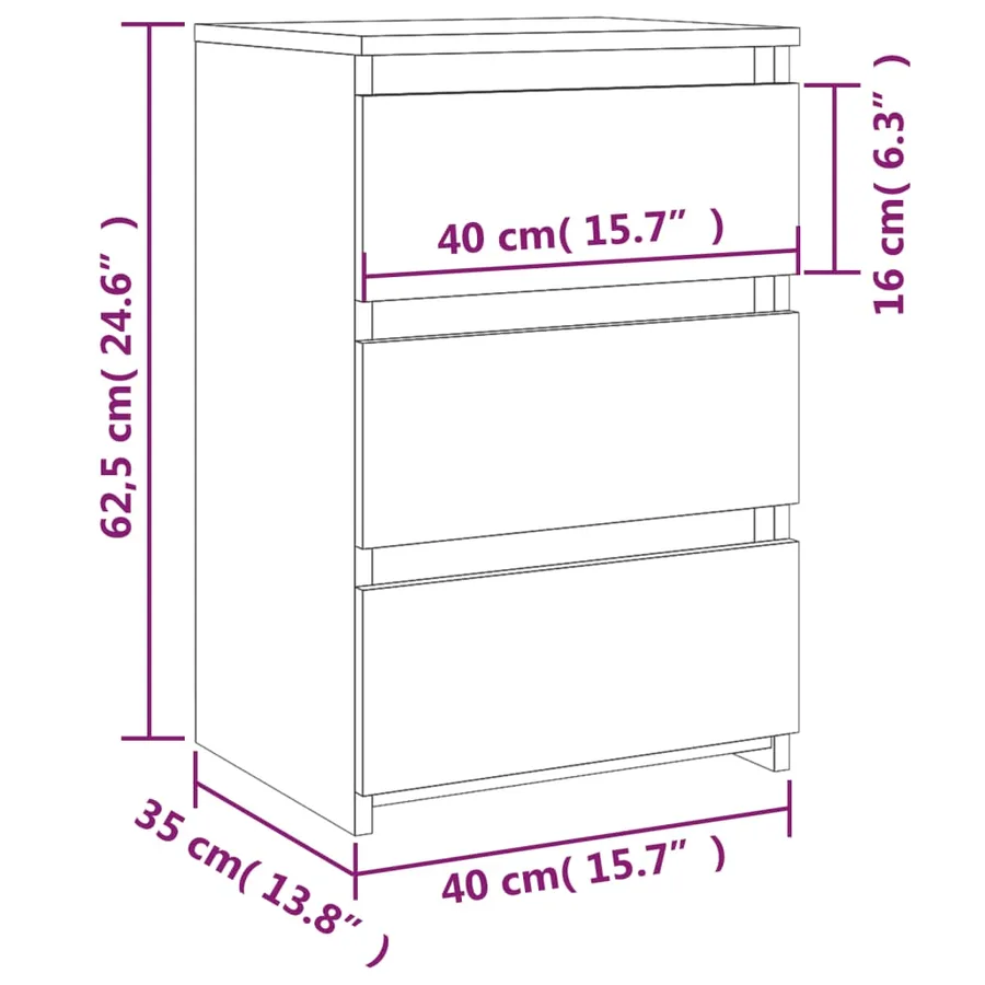 Table de chevet Chêne fumé 40x35x62,5 cm Bois d'ingénierie - 9