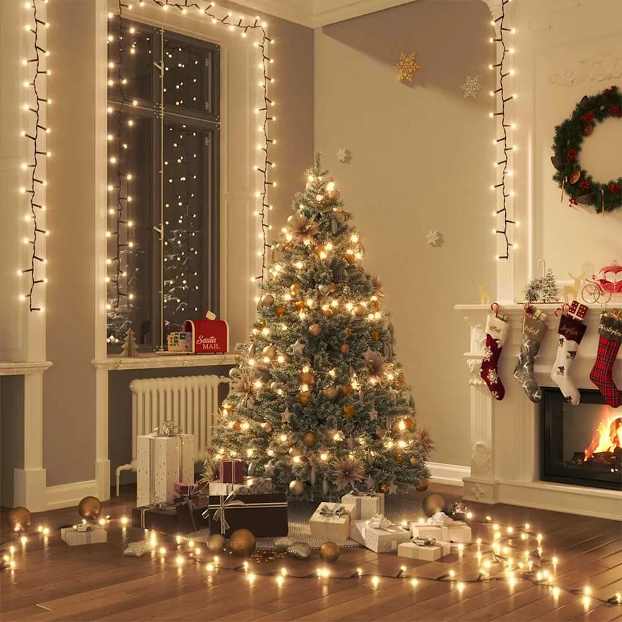Guirlande à LED compacte avec 2000 LED Blanc chaud 45 m PVC