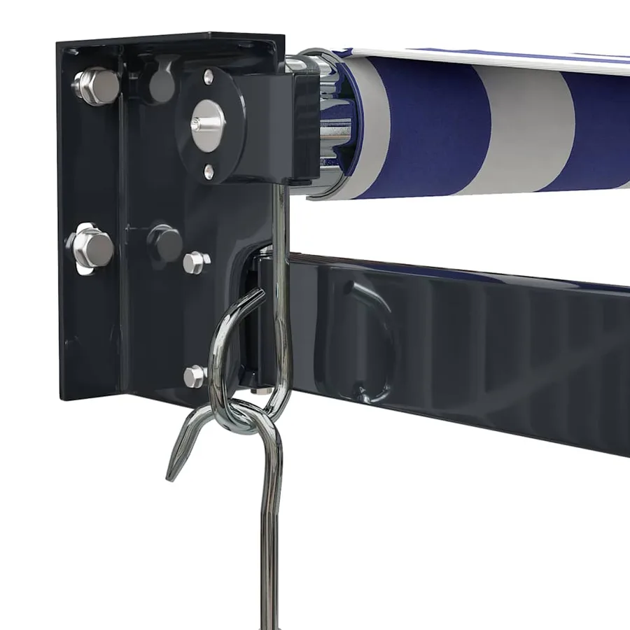 Auvent rétractable bleu et blanc 3x2,5 m tissu et aluminium - 7