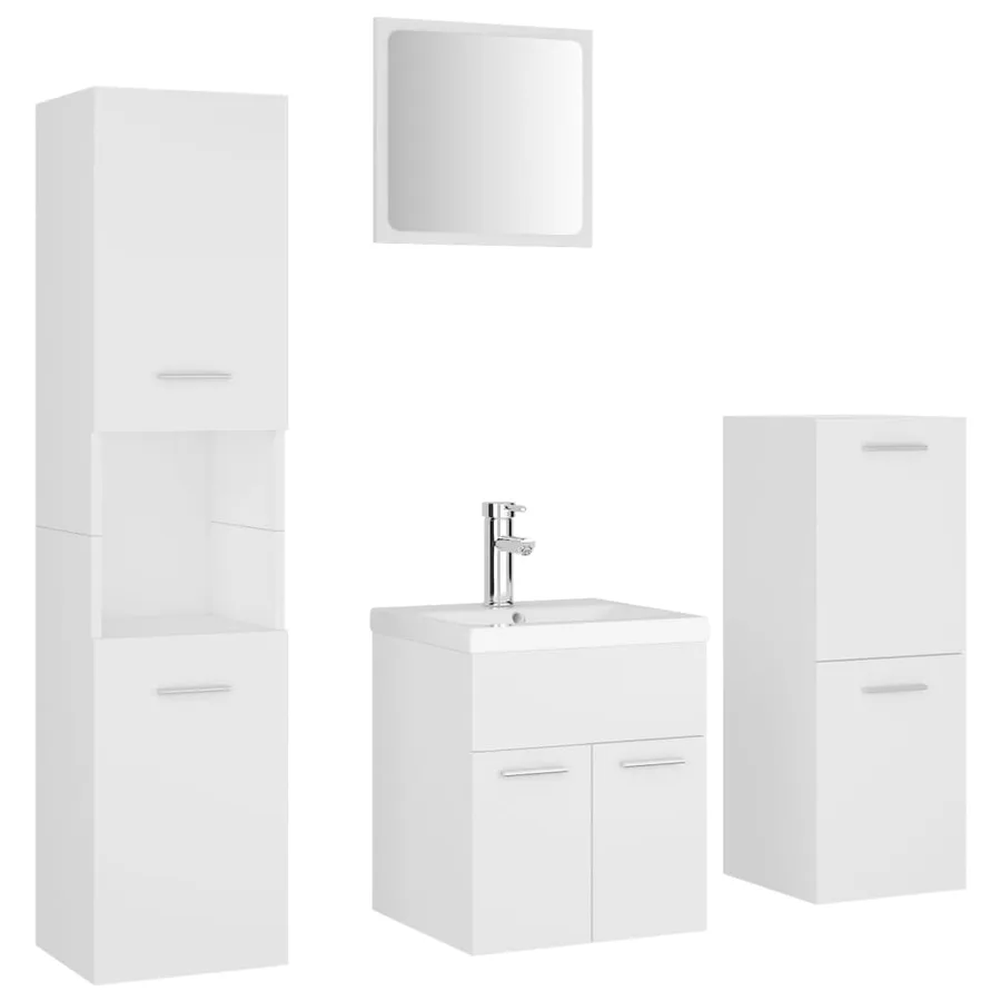 Ensemble de meubles de salle de bain Blanc Aggloméré - 2