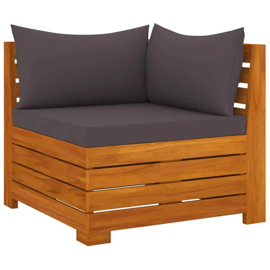 Salon de jardin 4 pcs avec coussins Bois d'acacia solide - 3