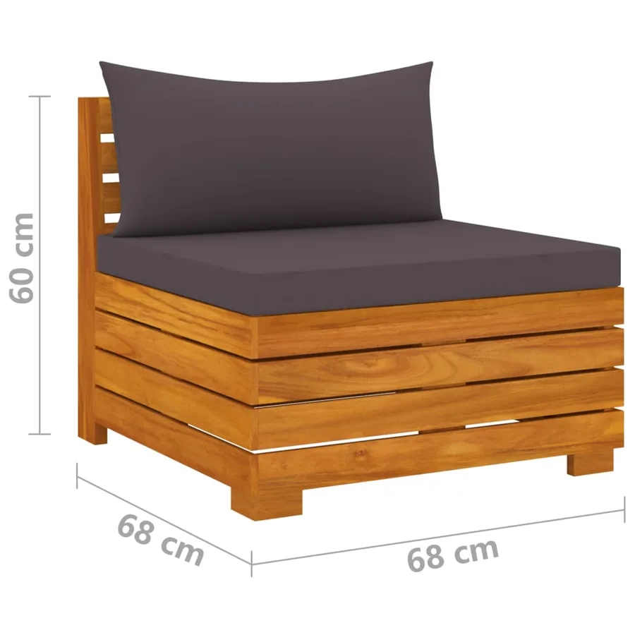 Salon de jardin 4 pcs avec coussins Bois d'acacia solide - 8