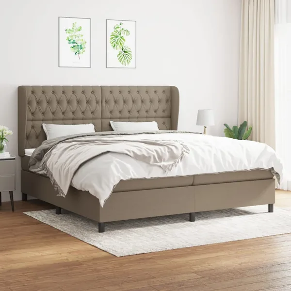 Sommier à lattes de lit avec matelas Taupe 200x200 cm Tissu