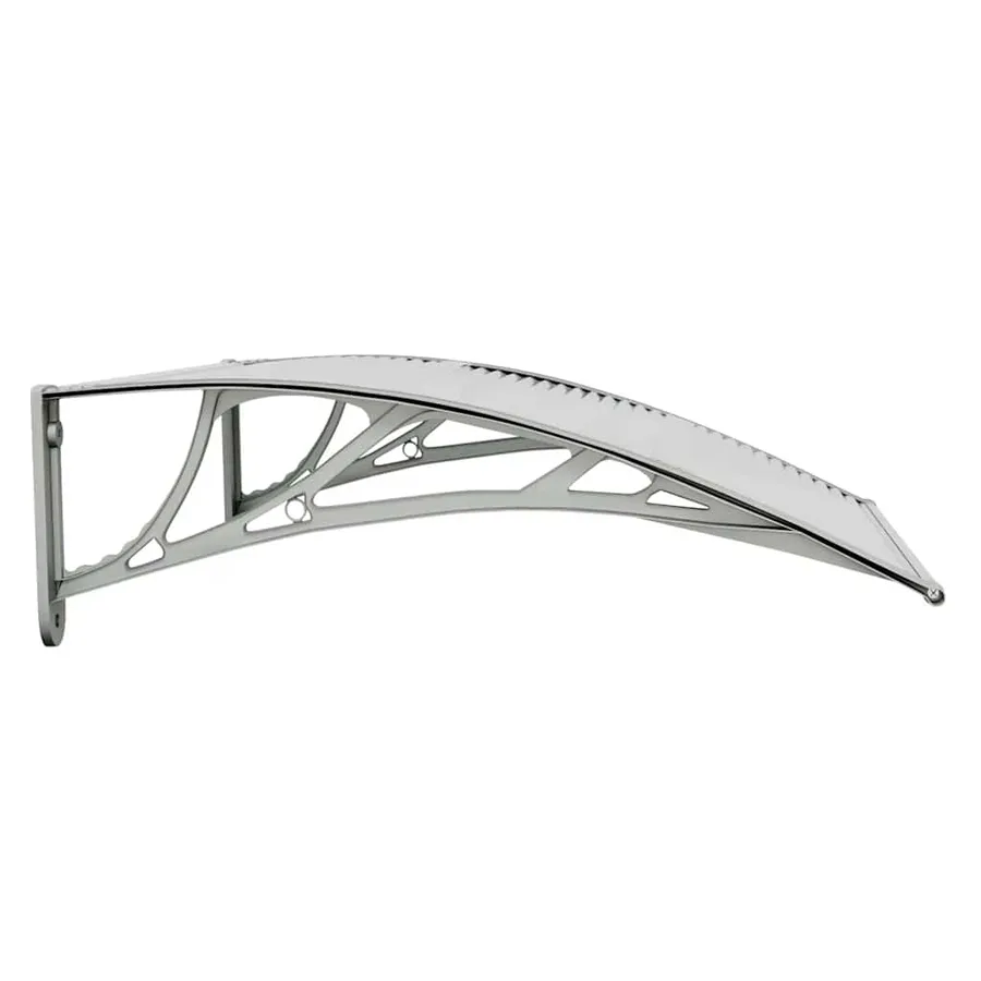 Auvent de porte gris et transparent 80 x 75 cm en polycarbonate - 5