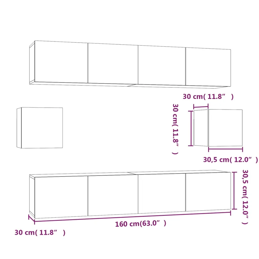 Ensemble de meubles TV 6 pcs Chêne fumé Bois d'ingénierie - 10