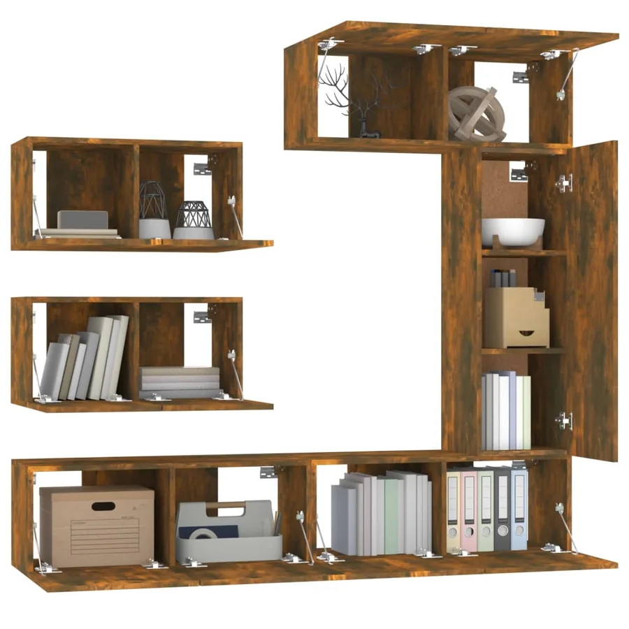 Ensemble de meubles TV 6 pcs Chêne fumé Bois d'ingénierie - 4