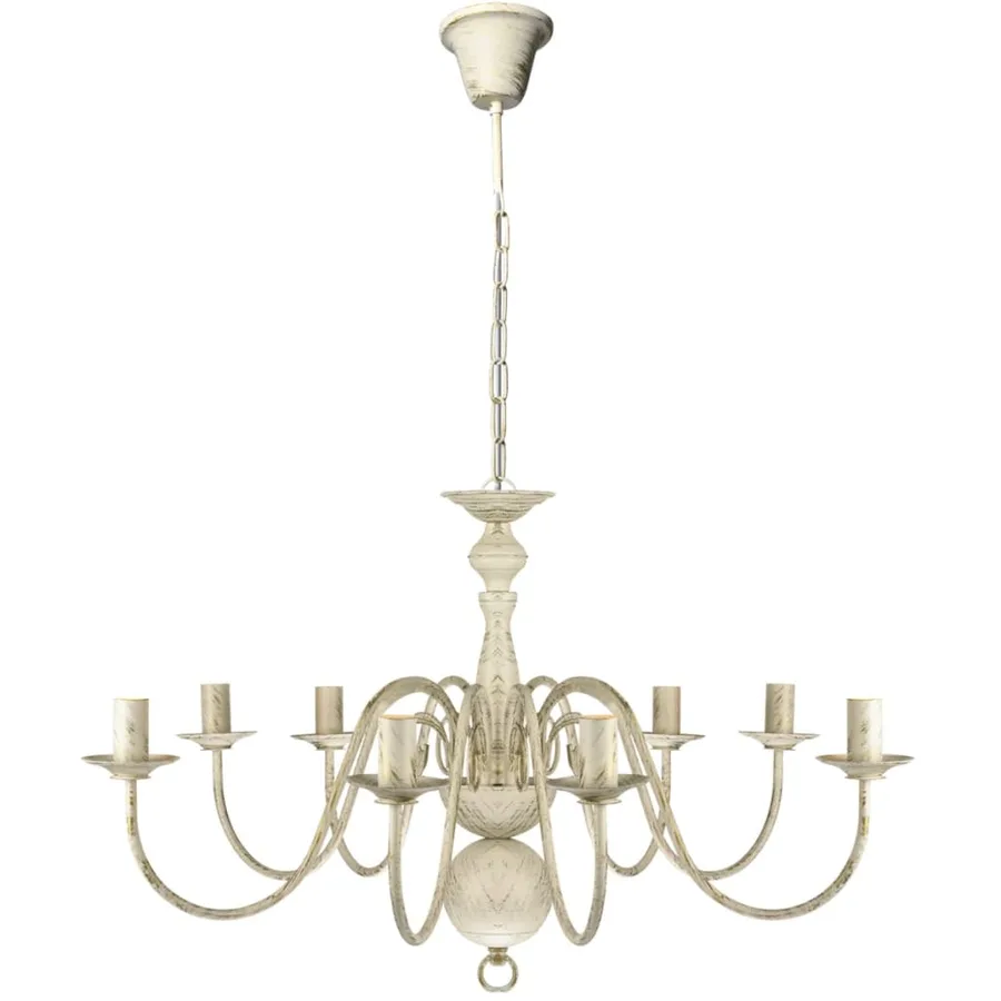 Lustre en métal blanc antique 8 x E14 ampoules - 2