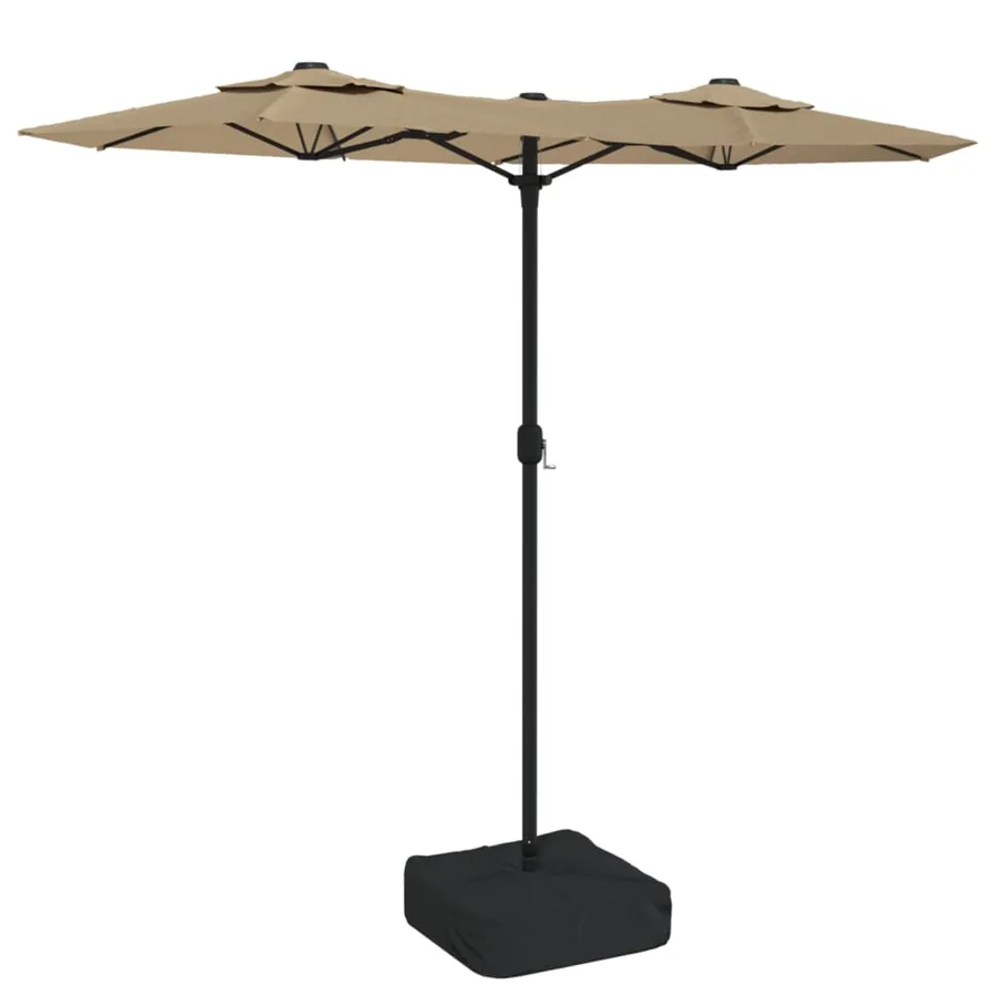 Parasol de jardin à double tête avec LED taupe 316x145 cm - 2