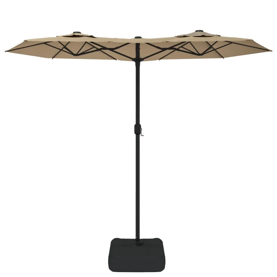 Parasol de jardin à double tête avec LED taupe 316x145 cm - 4