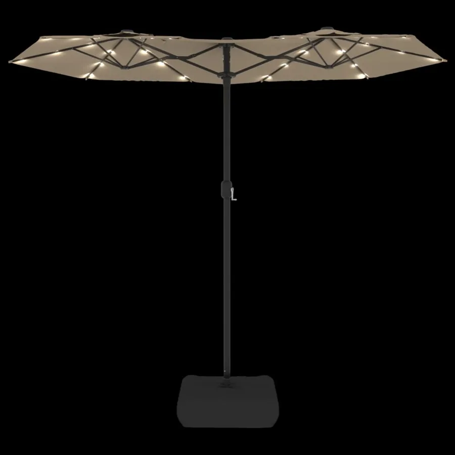 Parasol de jardin à double tête avec LED taupe 316x145 cm - 6
