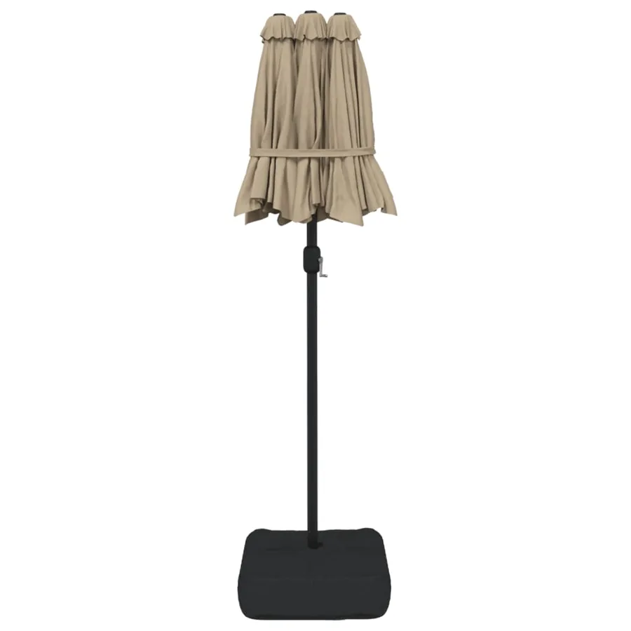 Parasol de jardin à double tête avec LED taupe 316x145 cm - 7