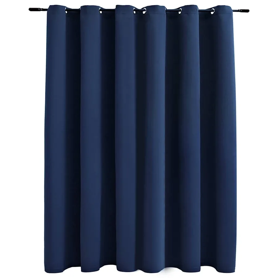 Rideau occultant avec anneaux en métal Bleu 290x245 cm - 2