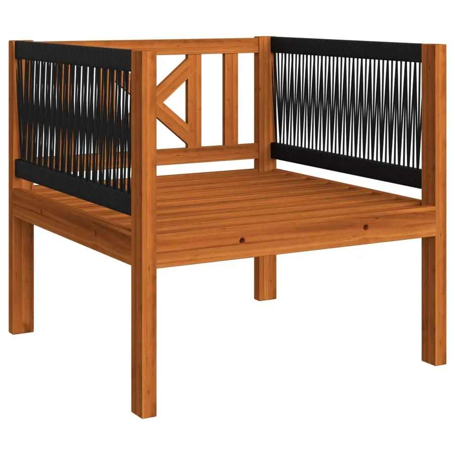 Salon de jardin 12 pièces avec coussins, bois d'acacia crème et corde - 15