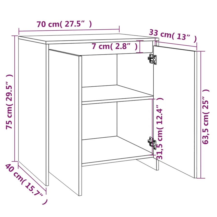 Buffets 3 pcs Blanc Bois d'ingénierie - 7