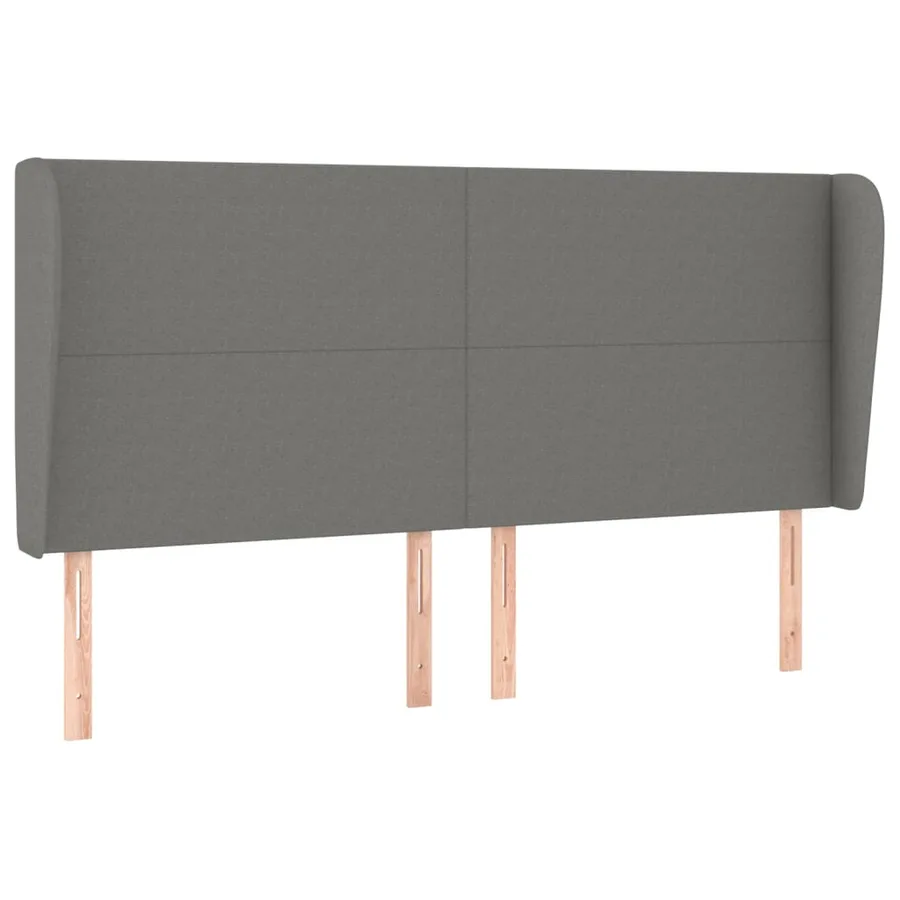 Tête de lit avec oreilles Gris foncé 203x23x118/128 cm Tissu - 2