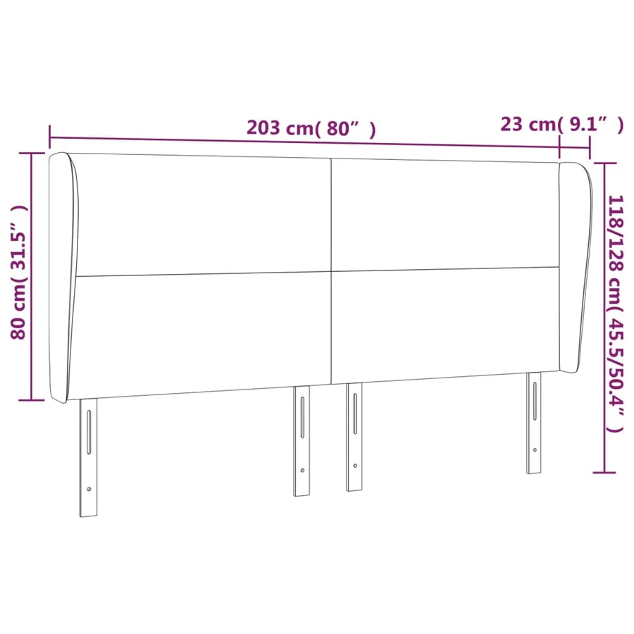 Tête de lit avec oreilles Gris foncé 203x23x118/128 cm Tissu - 9
