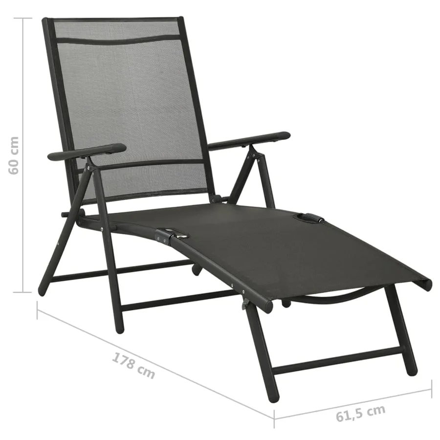 Salon de jardin 3 pcs textilène et aluminium noir - 12